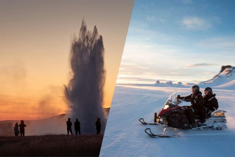 Círculo dorado privado con paseo en moto de nieve desde Reykjavik